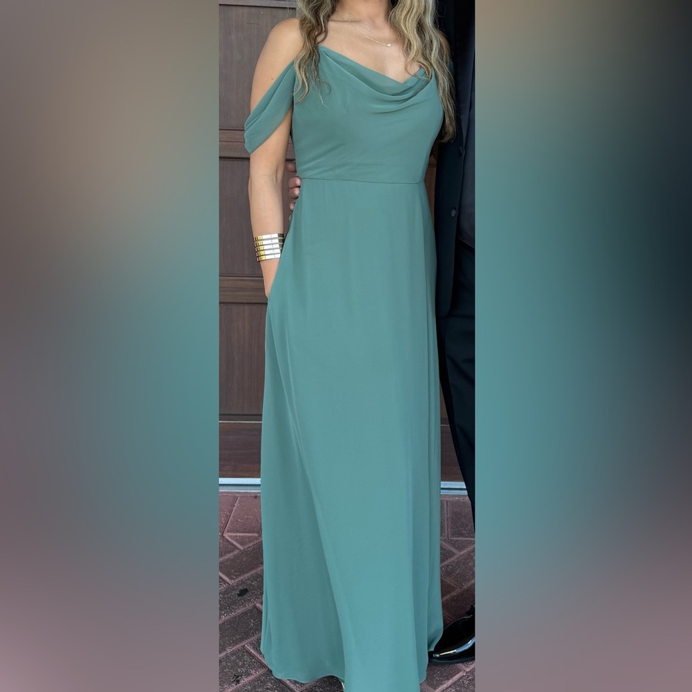 Elegant eucalyptus Cowl Neck Evening Dress-Brand /B2Jasmine
